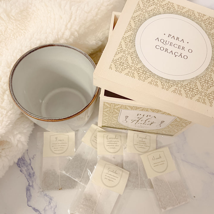 Caixa de Chá Personalizada - Para Aquecer o Coração | Presente de Natal