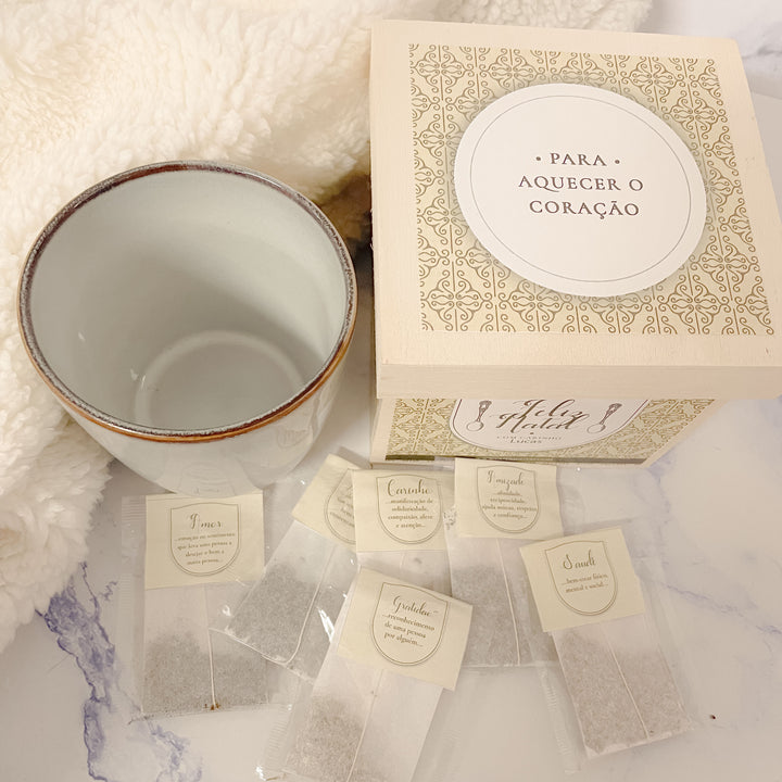 Caixa de Chá Personalizada - Para Aquecer o Coração | Presente de Natal
