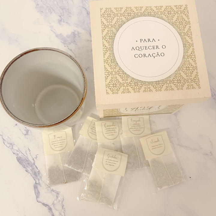 Caixa de Chá Personalizada - Para Aquecer o Coração | Presente de Natal