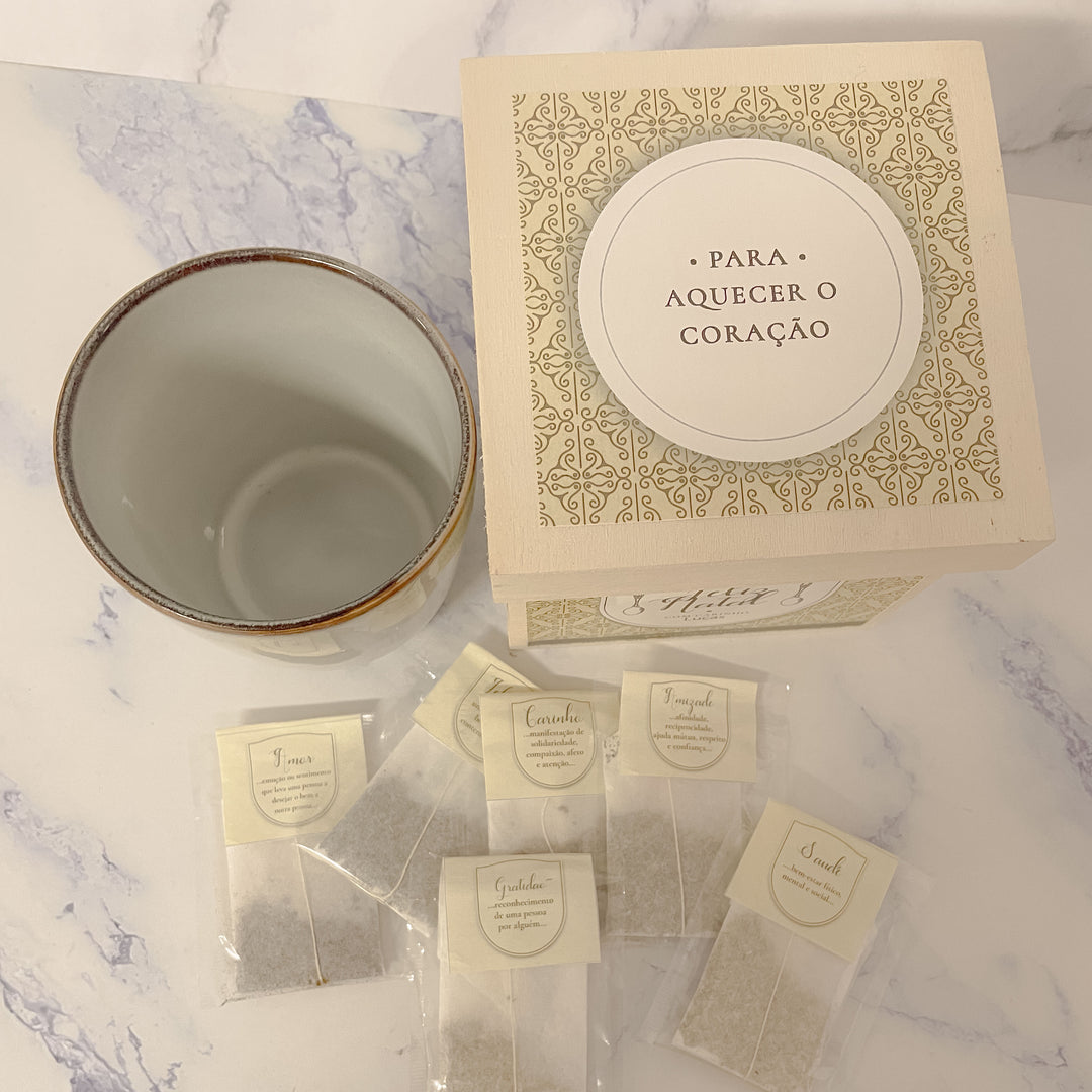 Caixa de Chá Personalizada - Para Aquecer o Coração | Presente de Natal
