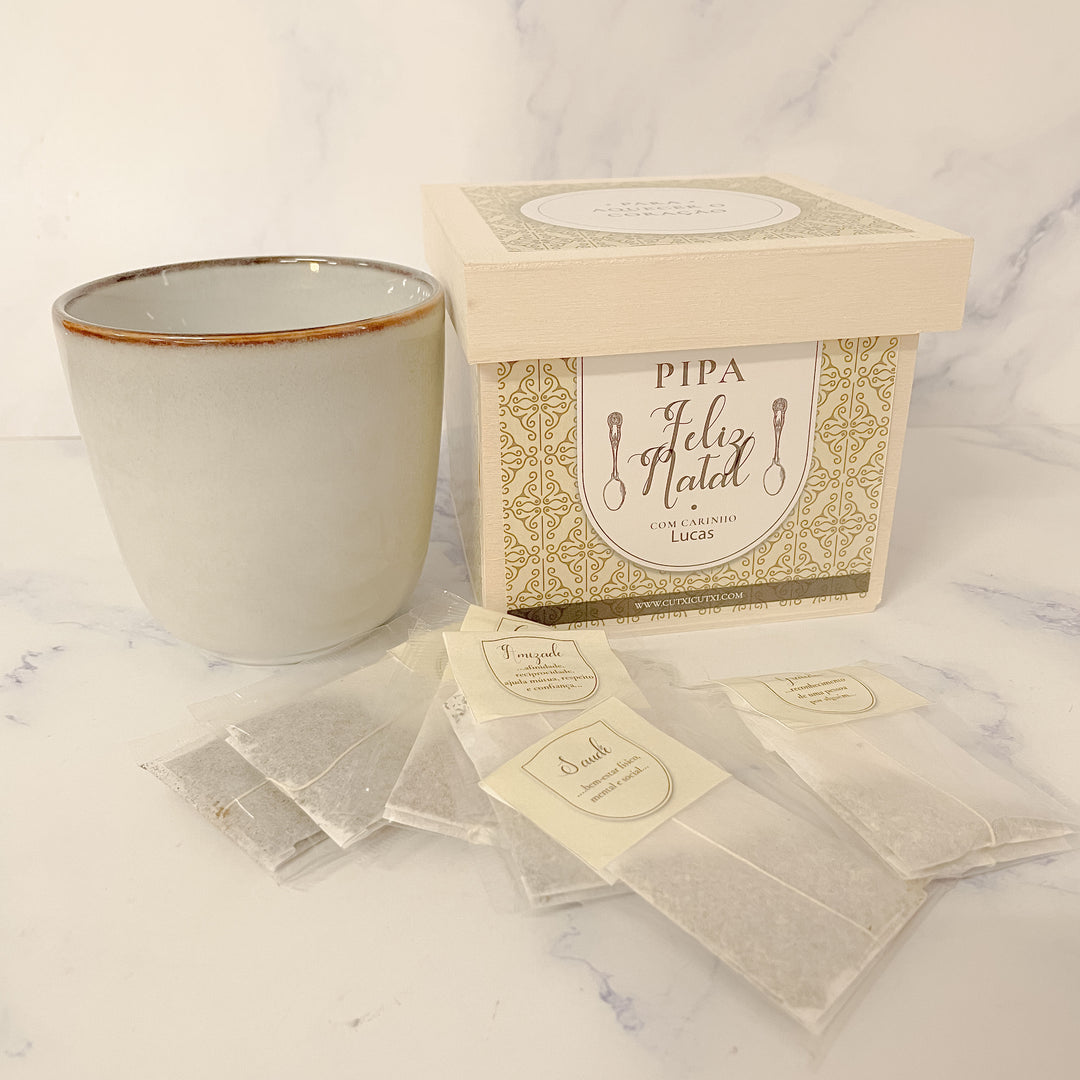 Caixa de Chá Personalizada - Para Aquecer o Coração | Presente de Natal