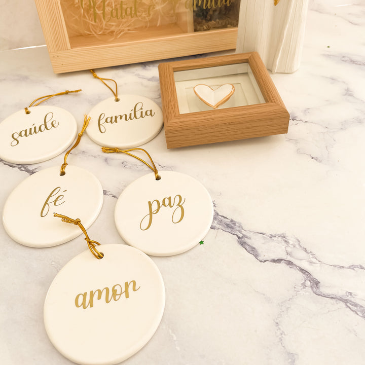 Sagrada Família com Desejos em Cerâmica | Tesouro de Natal