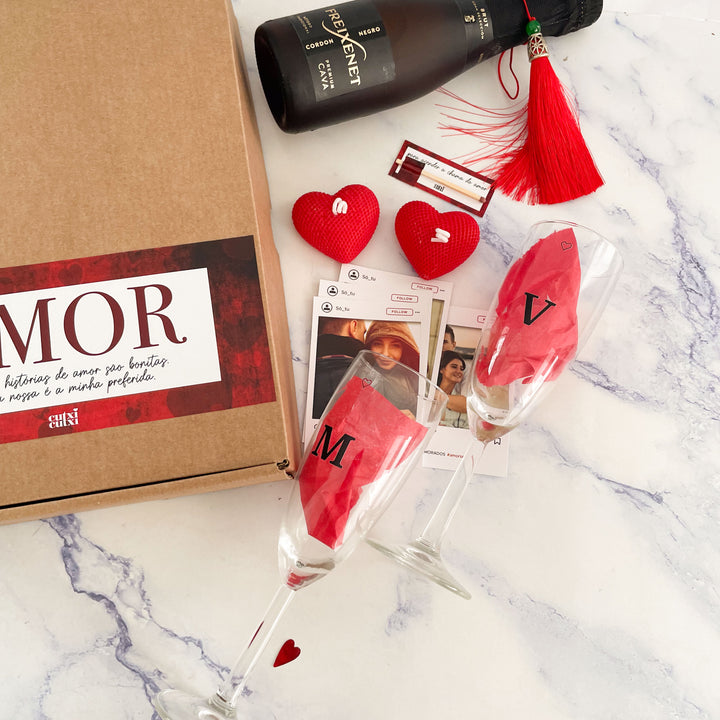 Caixa Romance Premium — Um Brinde à Nossa História ❤️🥂 | Namorados