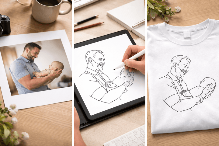 Camisola Retrato em Traço | Pai - Cutxi Cutxi - Presentes Personalizados