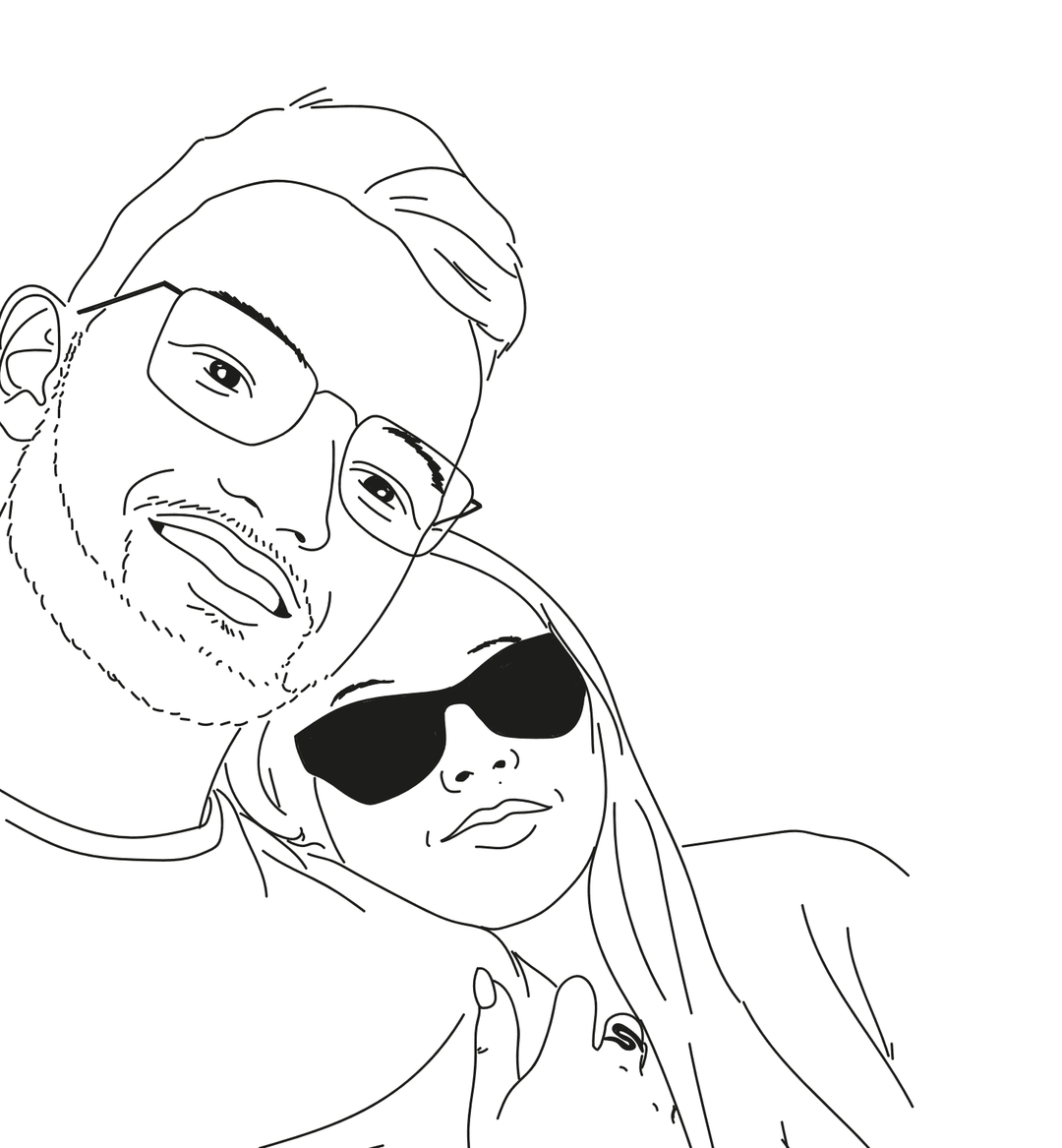 Camisola Retrato em Traços | Namorados - Cutxi Cutxi - Presentes Personalizados