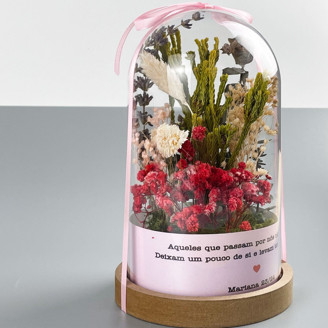 Campânula com Flores Preservadas | Presente Mãe, Madrinha, Tia, Amiga - Cutxi Cutxi - Presentes Personalizados