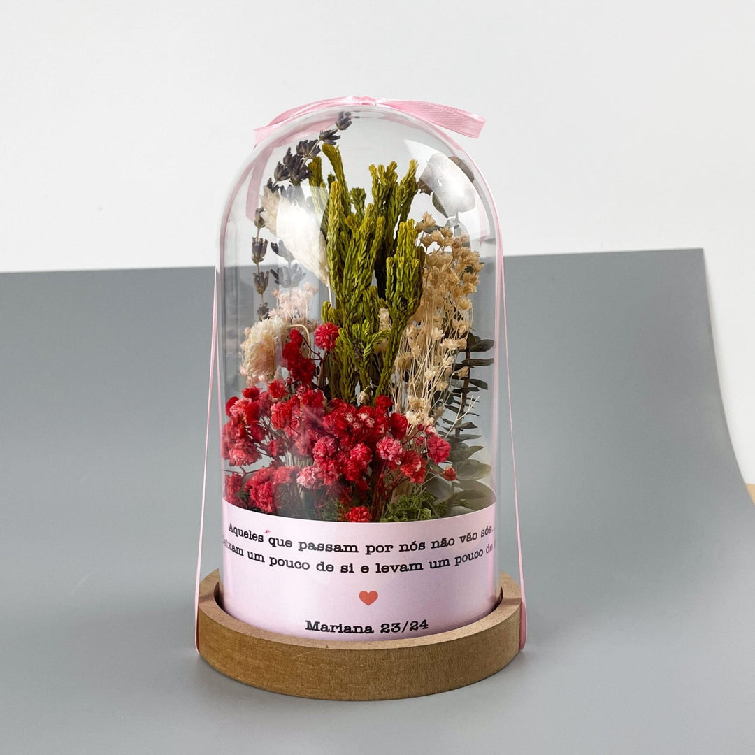 Campânula com Flores Preservadas | Presente Mãe, Madrinha, Tia, Amiga - Cutxi Cutxi - Presentes Personalizados