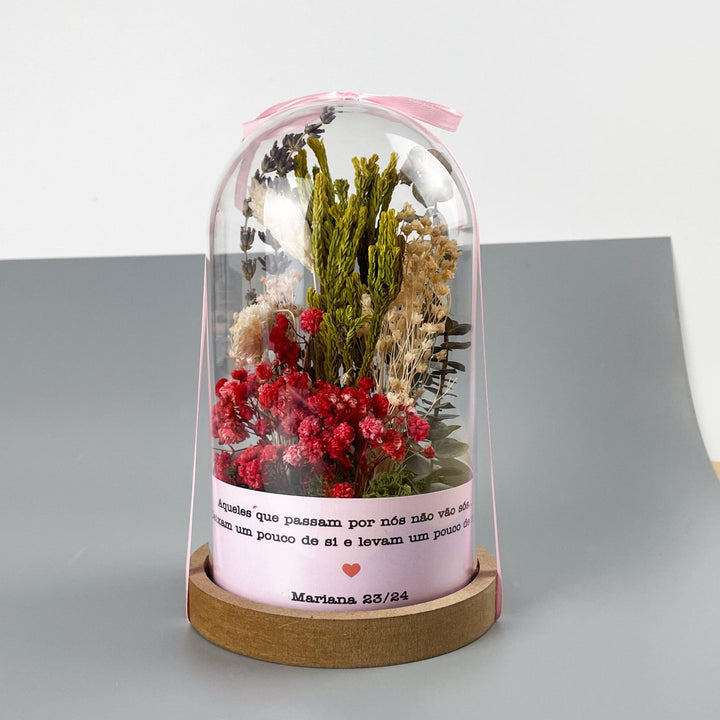 Campânula com Flores Preservadas | Presente Mãe, Madrinha, Tia, Amiga - Cutxi Cutxi - Presentes Personalizados