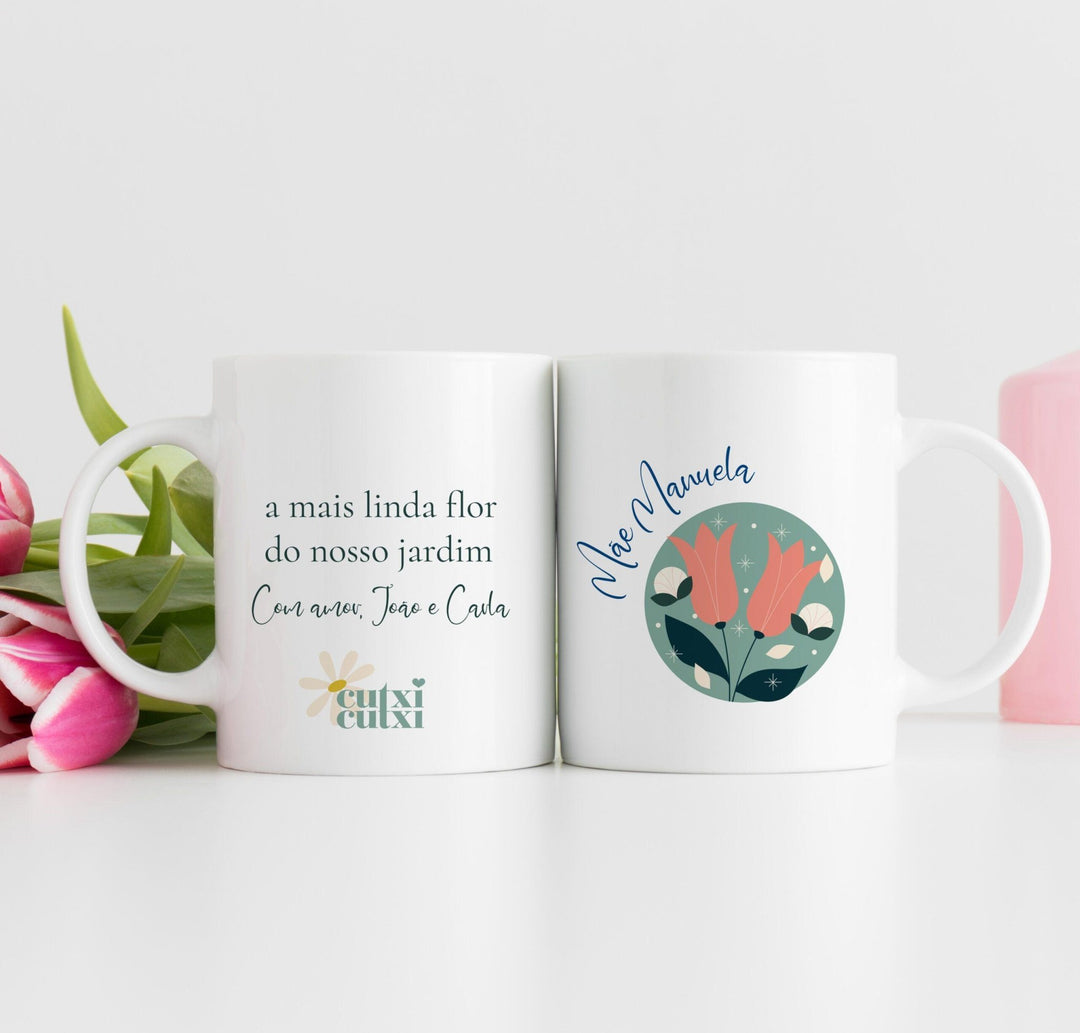 Caneca A mais linda flor do meu jardim | Presente Avó - Cutxi Cutxi - Presentes Personalizados
