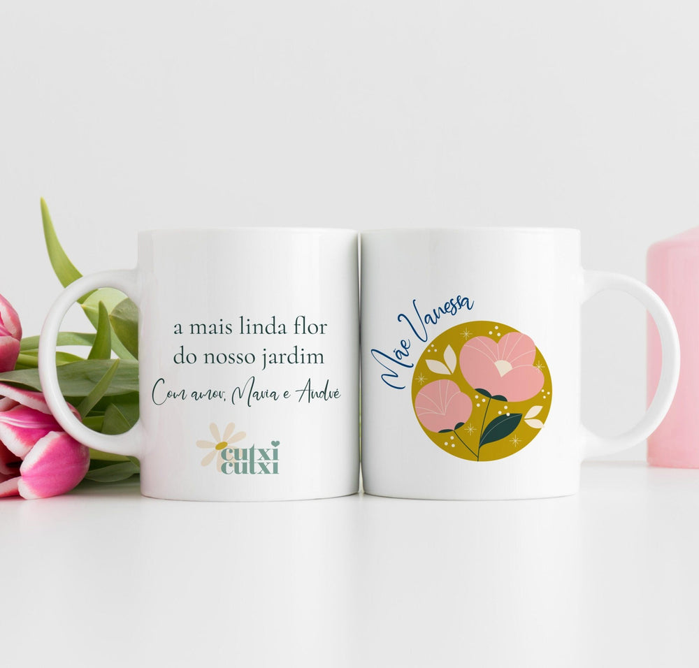 Caneca A mais linda flor do meu jardim | Presente Avó - Cutxi Cutxi - Presentes Personalizados