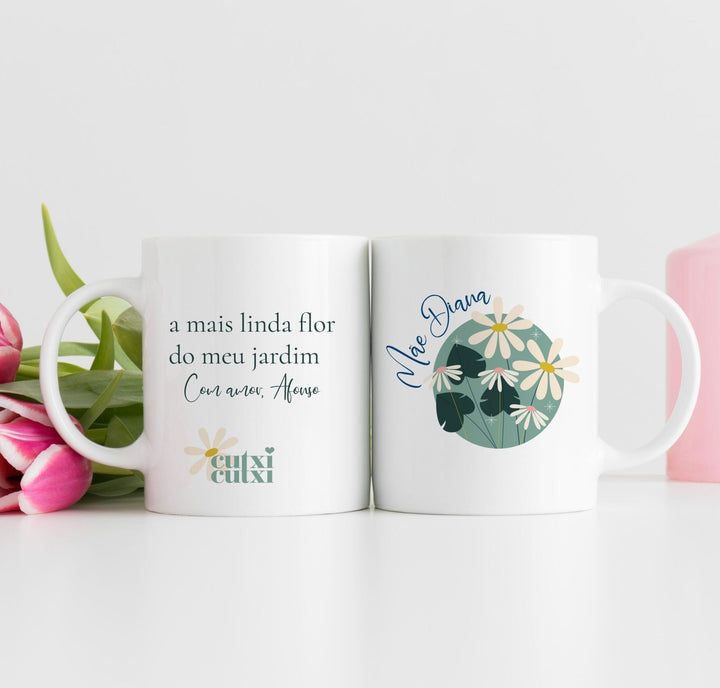 Caneca A mais linda flor do meu jardim | Presente Avó - Cutxi Cutxi - Presentes Personalizados