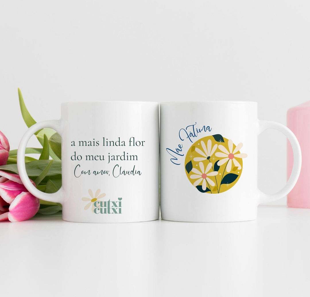 Caneca A mais linda flor do meu jardim | Presente Avó - Cutxi Cutxi - Presentes Personalizados