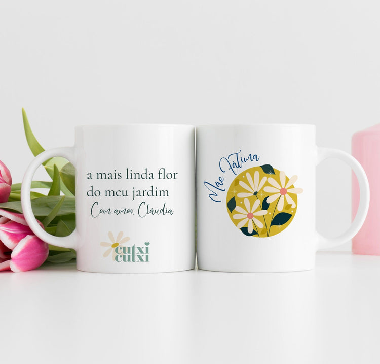Caneca A mais linda flor do meu jardim | Presente Avó - Cutxi Cutxi - Presentes Personalizados