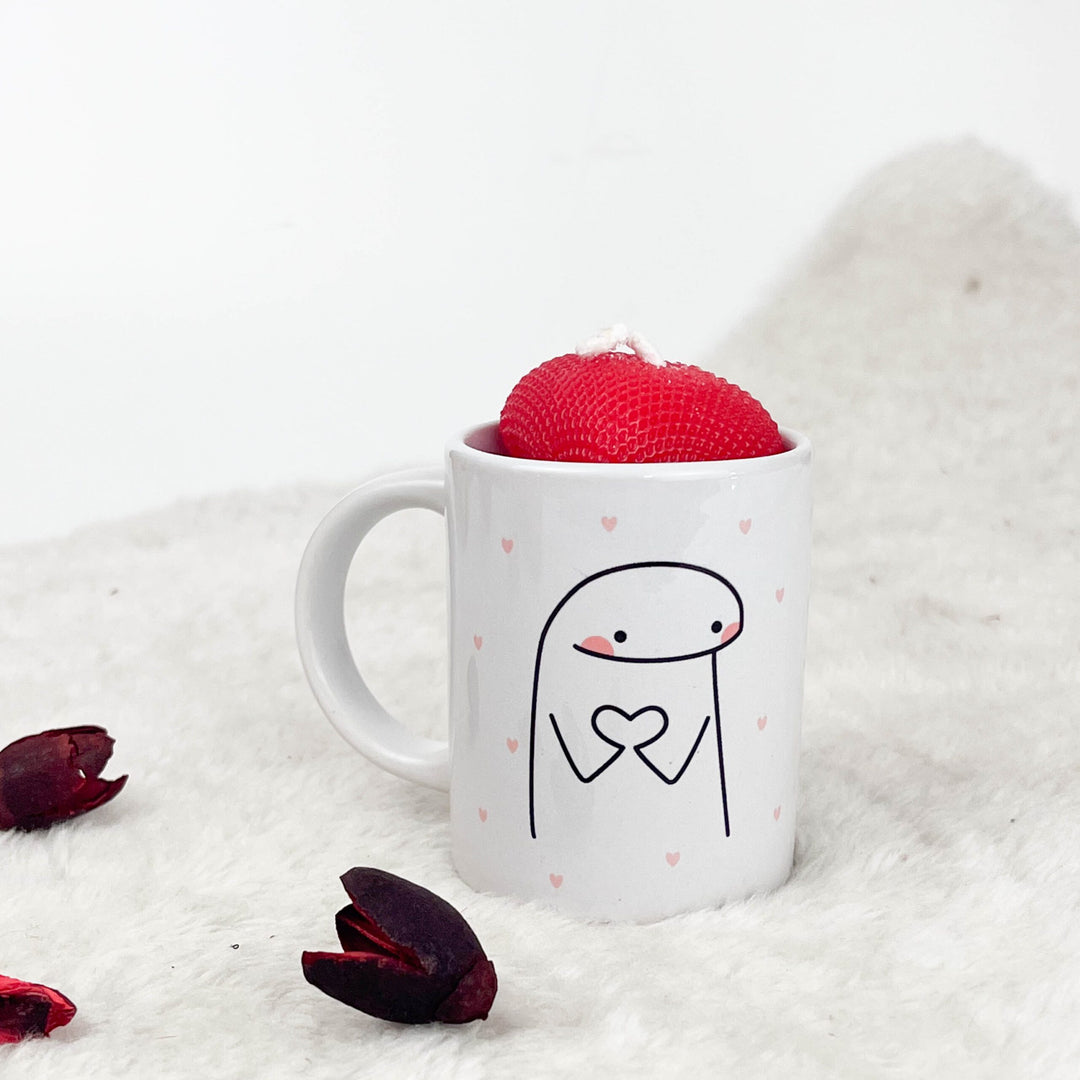 Kit amoroso Chávena de Café + vela coração | Dia dos Namorados