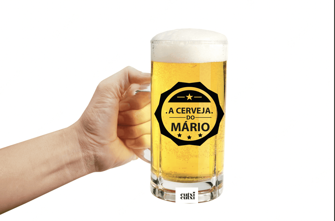 caneca de cerveja nome personzalizavel vidro transparente