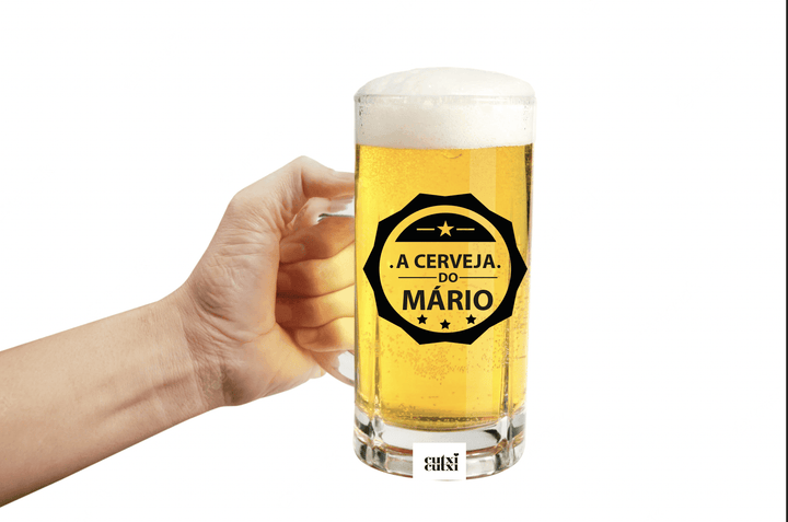 caneca de cerveja nome personzalizavel vidro transparente