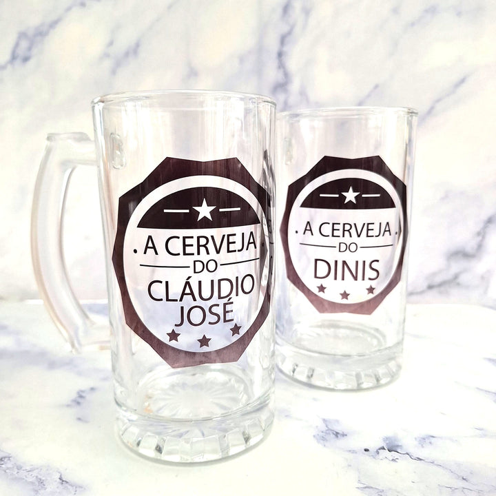 Caneca de Vidro para Cerveja, personalizada com o nome - Cutxi Cutxi - Presentes Personalizados