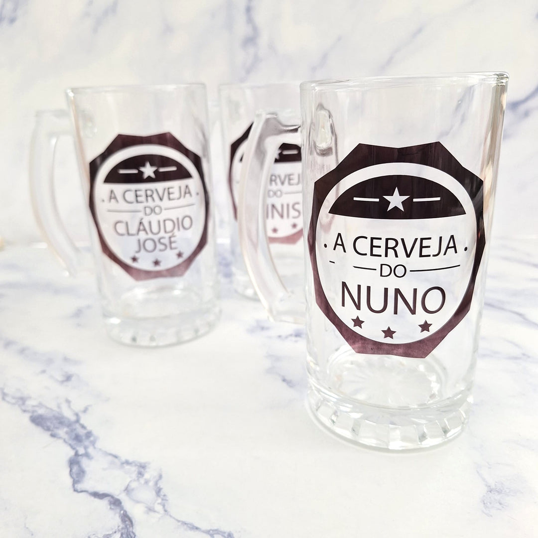Caneca de Vidro para Cerveja, personalizada com o nome - Cutxi Cutxi - Presentes Personalizados