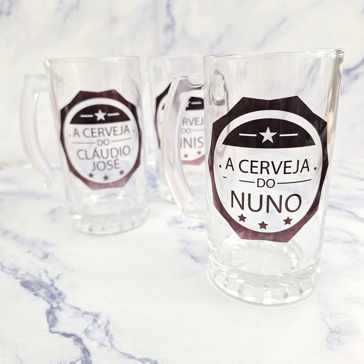 Caneca de Vidro para Cerveja, personalizada com o nome - Cutxi Cutxi - Presentes Personalizados