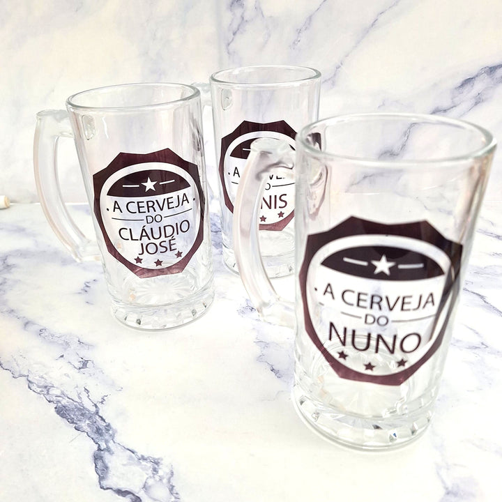Caneca de Vidro para Cerveja, personalizada com o nome - Cutxi Cutxi - Presentes Personalizados