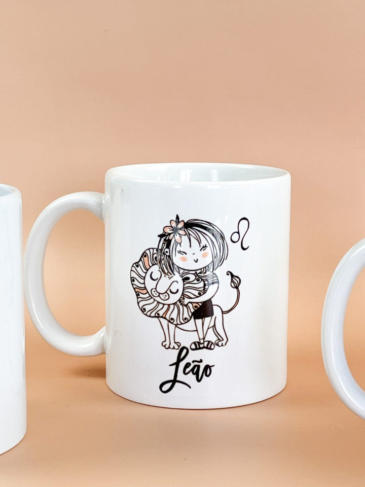 Caneca ilustrada Signo personalizada com nome e características - Cutxi Cutxi - Presentes Personalizados