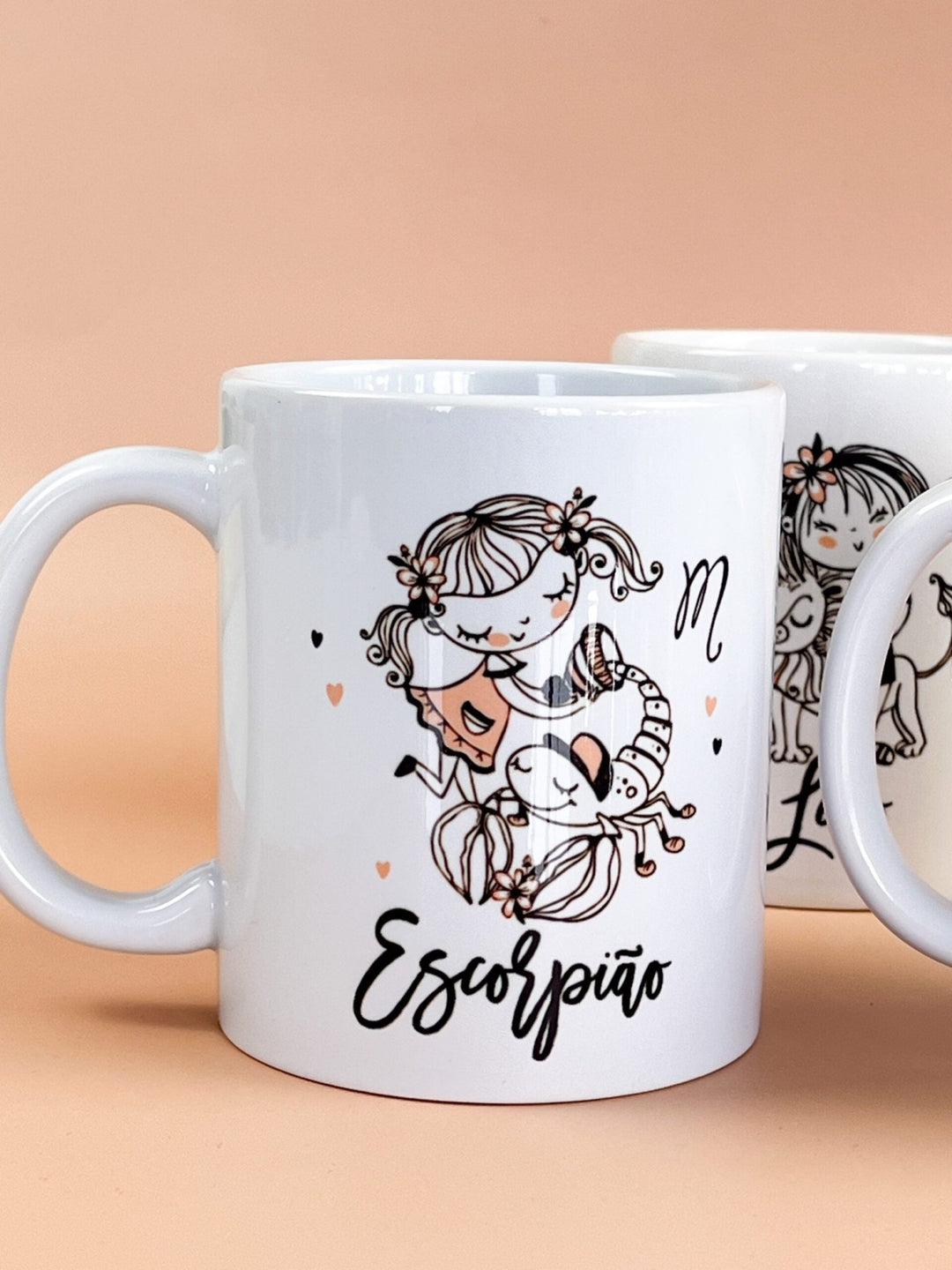 Caneca ilustrada Signo personalizada com nome e características - Cutxi Cutxi - Presentes Personalizados