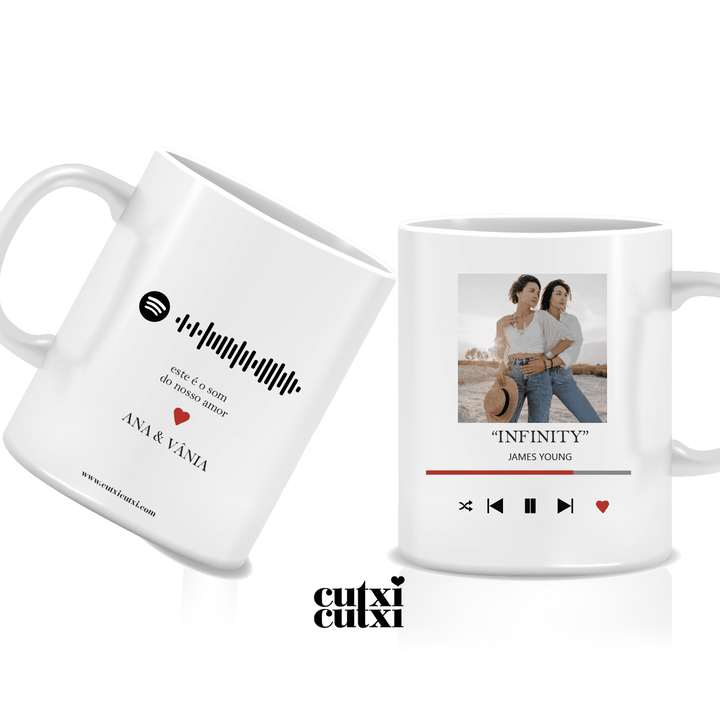 Caneca Interativa com Fotografia e Música | O SOM DO NOSSO AMOR - Cutxi Cutxi - Presentes Personalizados