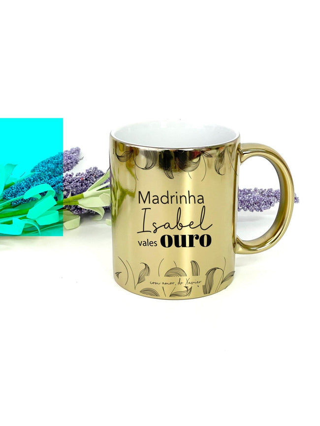 Caneca Madrinha Vales OURO - Cutxi Cutxi - Presentes Personalizados