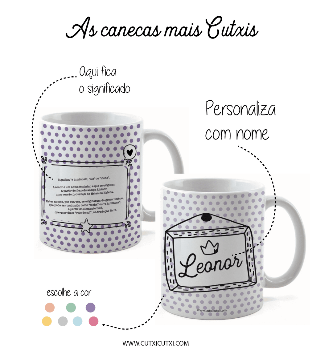 Caneca NOME e SIGNIFICADO - Cutxi Cutxi - Presentes Personalizados