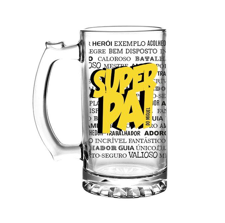 Caneca para Cerveja O meu Super Pai - Cutxi Cutxi - Presentes Personalizados