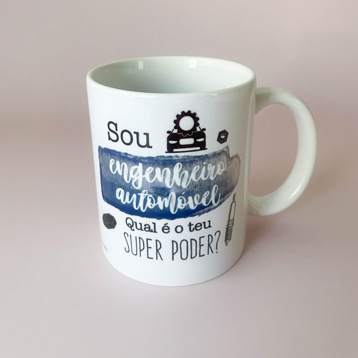 Caneca ilustrada profissão Engenheiro Automóvel