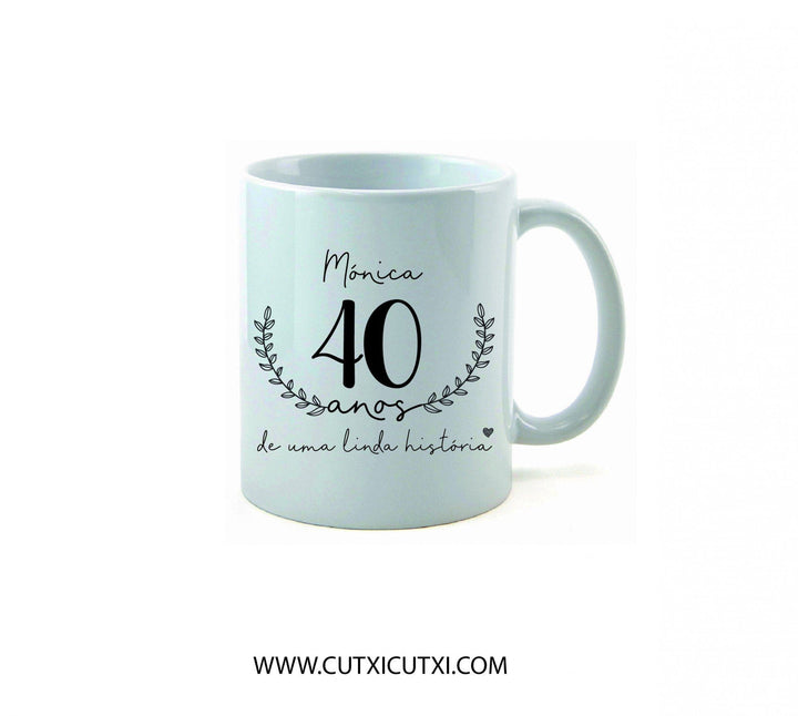 Caneca Personalizada Aniversário | Anos de uma linda história - Cutxi Cutxi - Presentes Personalizados