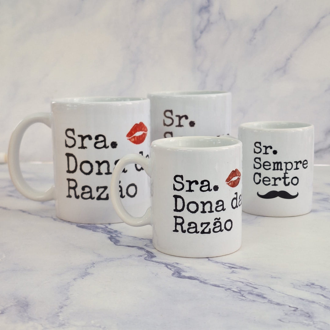 Canecas Sr Sempre Certo e Sra Dona da Razão - Cutxi Cutxi - Presentes Personalizados