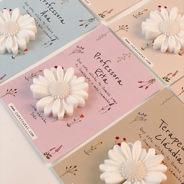 Cartão Encanto com Flor em Vela | Presente Educadoras