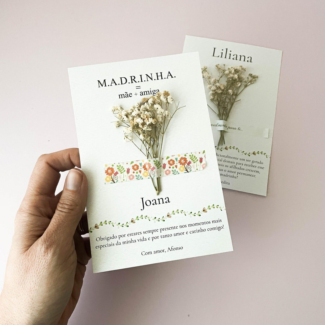 Cartão Postal de Amor Florido | Presente Madrinha - Cutxi Cutxi - Presentes Personalizados