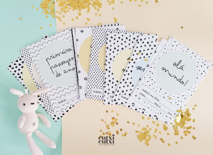 Cartões Milestones para Bebé tema Macarons CutxiCutxi - Cutxi Cutxi - Presentes Personalizados