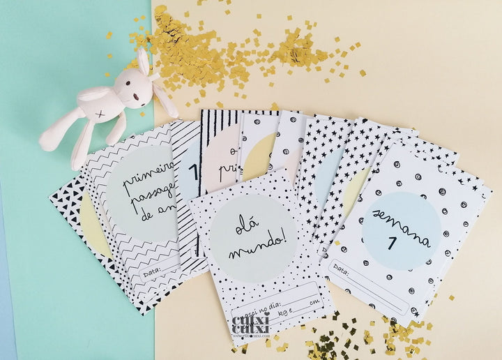 Cartões Milestones para Bebé tema Macarons CutxiCutxi - Cutxi Cutxi - Presentes Personalizados