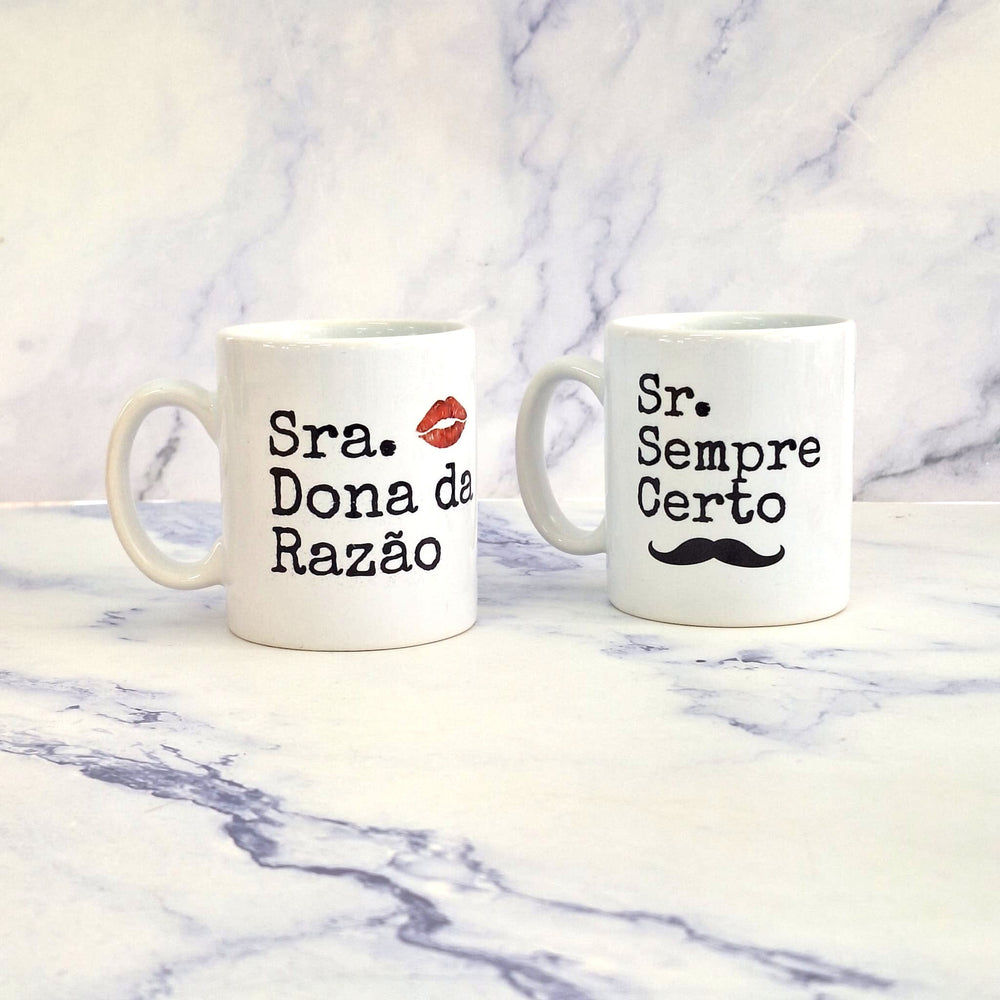 Chávena de Café Sr Sempre Certo e Sra Dona da Razão | Namorados - Cutxi Cutxi - Presentes Personalizados