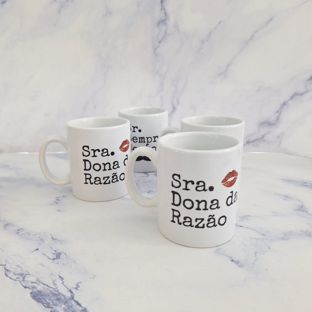 Chávena de Café Sr Sempre Certo e Sra Dona da Razão | Namorados - Cutxi Cutxi - Presentes Personalizados