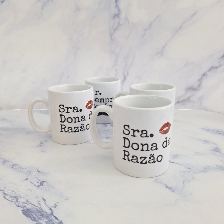 Chávena de Café Sr Sempre Certo e Sra Dona da Razão | Namorados - Cutxi Cutxi - Presentes Personalizados