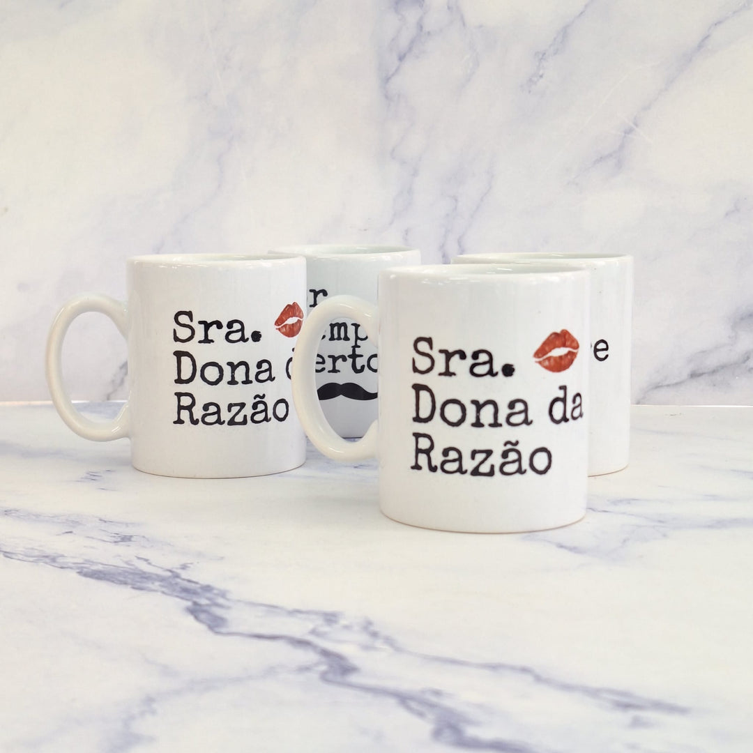 Chávena de Café Sr Sempre Certo e Sra Dona da Razão | Namorados - Cutxi Cutxi - Presentes Personalizados