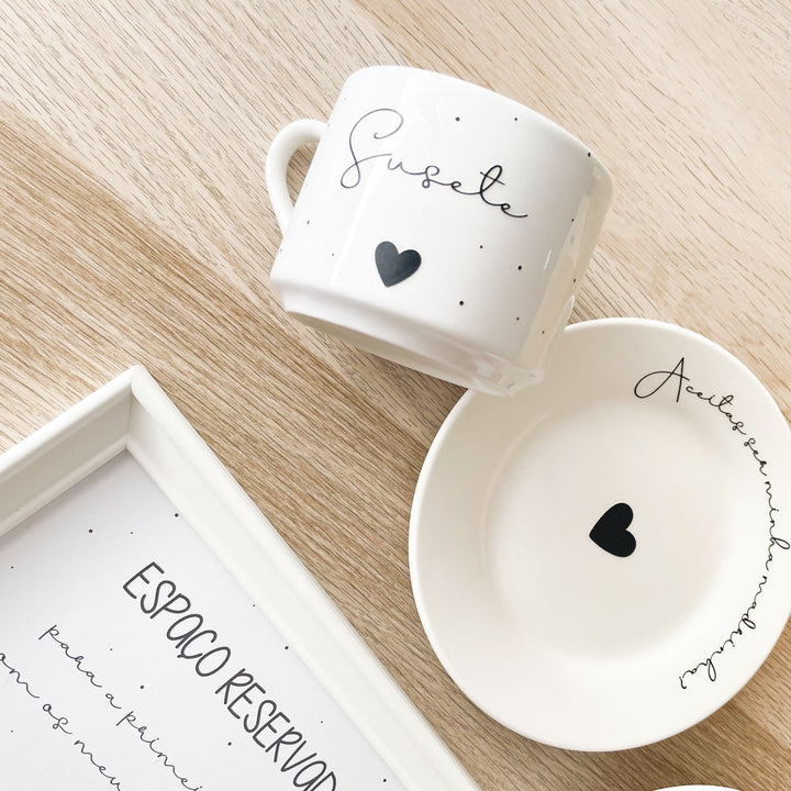 Chávena de Chá Personalizada com Nome e Frase - Cutxi Cutxi - Presentes Personalizados