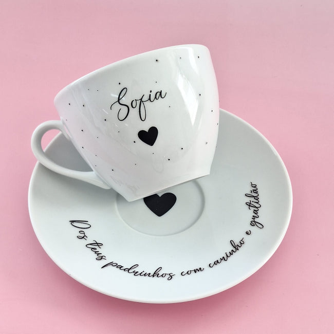 Chávena de Chá Personalizada com Nome e Frase - Cutxi Cutxi - Presentes Personalizados