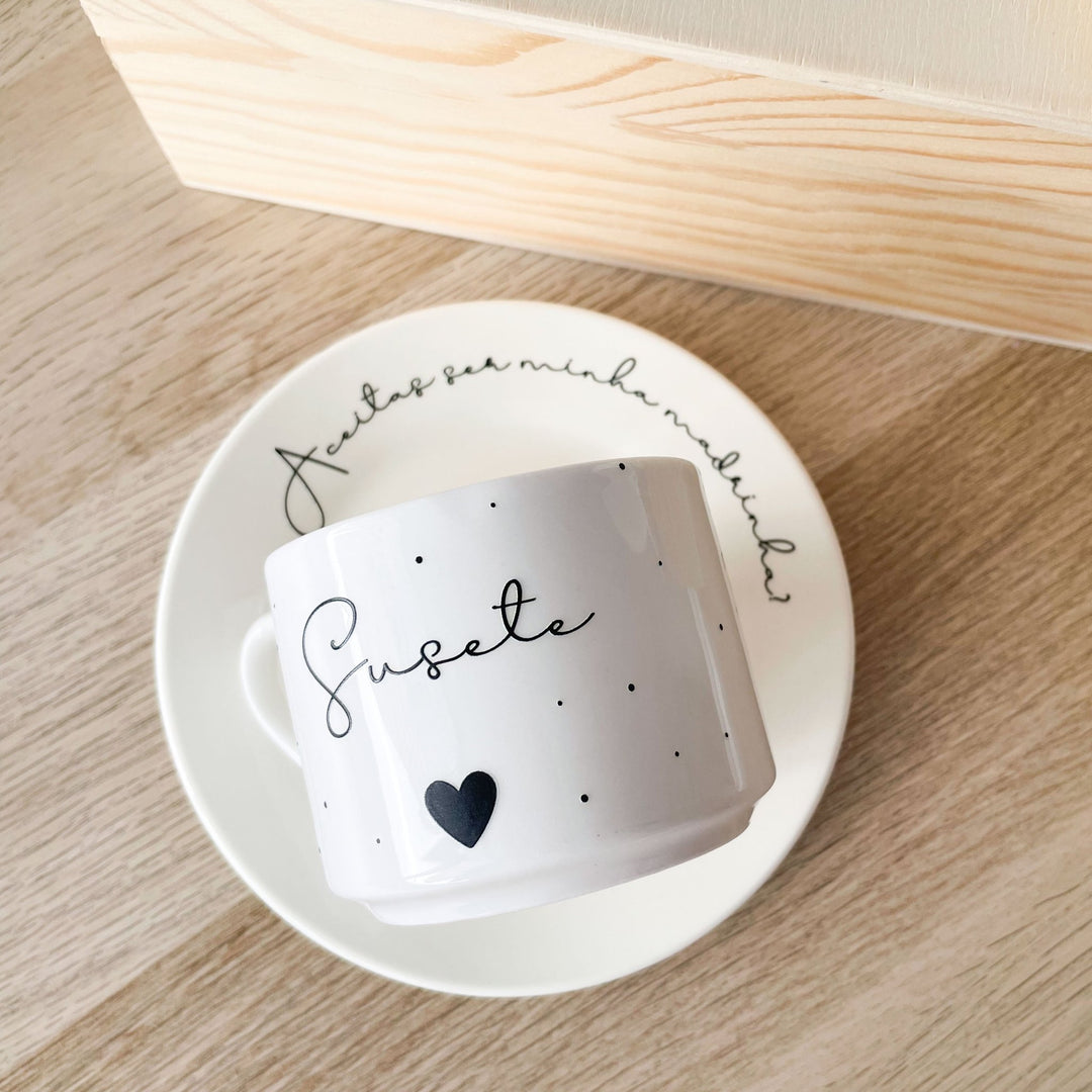 Chávena de Chá Personalizada com Nome e Frase - Cutxi Cutxi - Presentes Personalizados