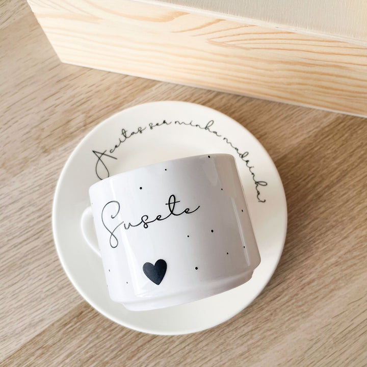 Chávena de Chá Personalizada com Nome e Frase - Cutxi Cutxi - Presentes Personalizados
