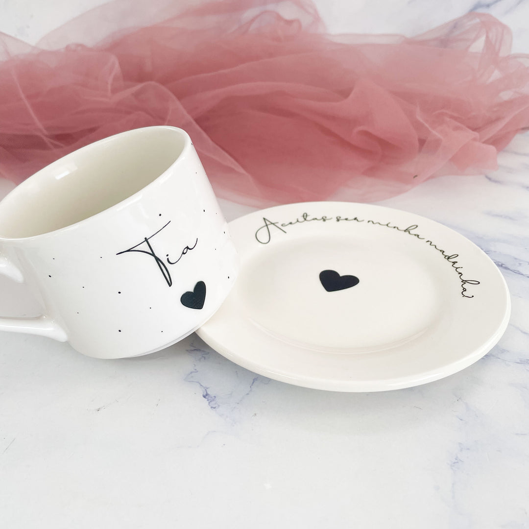 Chávena de Chá Personalizada com Nome e Frase