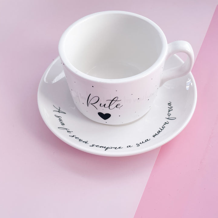 Chávena de Chá Personalizada com Nome e Frase