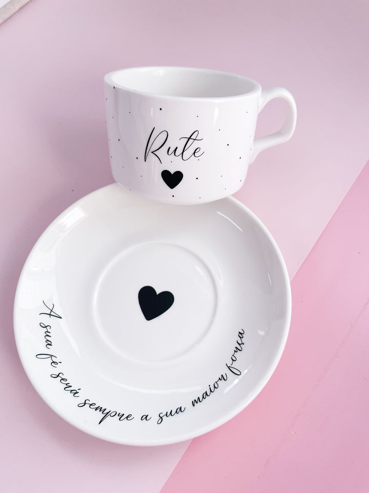 Chávena de Chá Personalizada com Nome e Frase