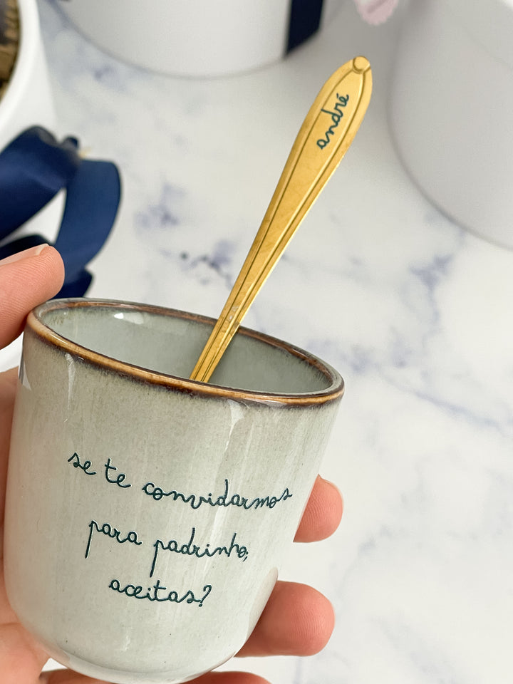 ☕ Chávena e colher de Café Personalizada – Presente com Atitude e coração!