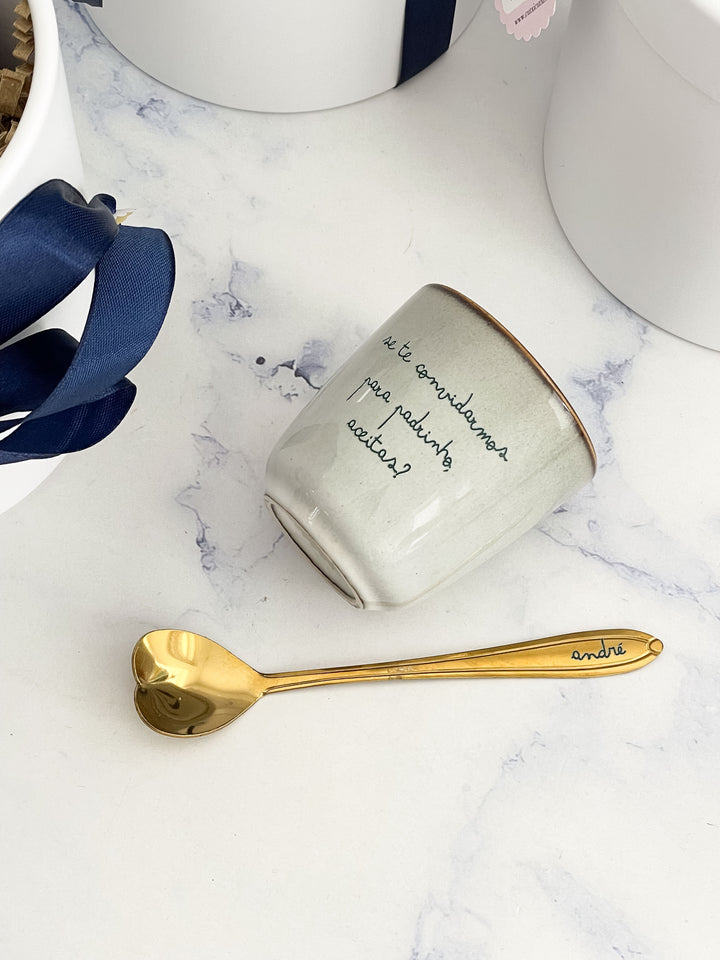 ☕ Chávena e colher de Café Personalizada – Presente com Atitude e coração!